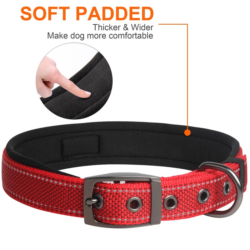 Fida Heavy Duty Dog Collar, Ultra Comfortable Soft Neoprene Padded,