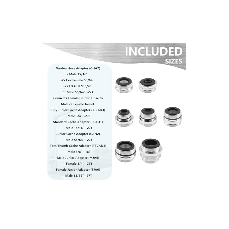 7 Piece Faucet Adapter Kits, Kitchen Brass Male & Female