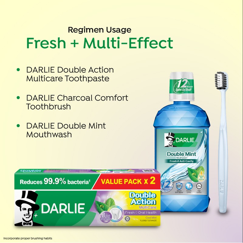 DARLIE Double Action Multicare Cool Mint Toothpaste 180gx2 (Value Pack)