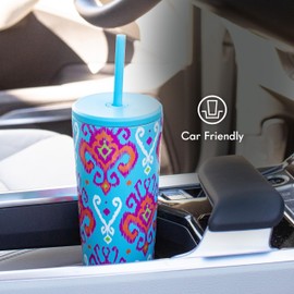 24oz Stainless Steel Straw Tumbler with Triple Insulation & Copper Lining – Keeps Drinks Cold for 18 Hours & Hot for 6 – Spill-Resistant Threaded Lid with Reusable Straw and Sweat-Free (Black)