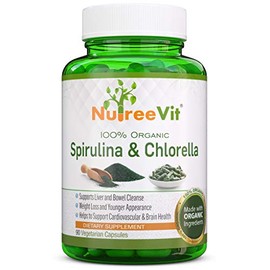 NutreeVit Pure Organic Spirulina & Chlorella Extract Veggie Capsules (500mg) (200-Bottle)