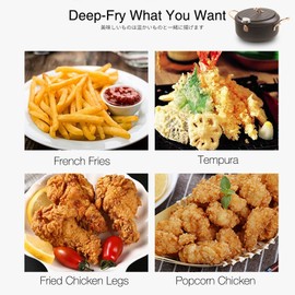 CYRDER Japanese Tempura Nonstick Deep Fryer Pot with Thermometer, 3.5L/10in