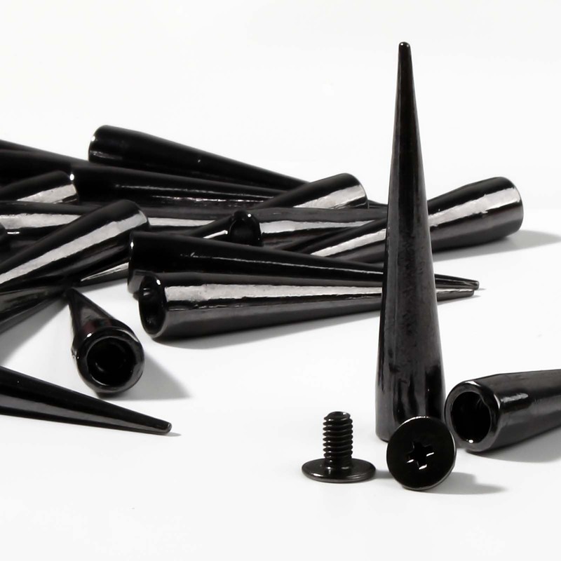 40 Sets Spikes and Studs Kit, 7x40mm Black Cone Clothes