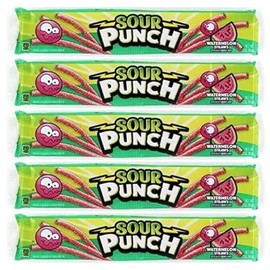 Sour Punch Straws Bundle 5 Items Gift Assortment 2 ounce pack each, 5 packs total (Watermelon)