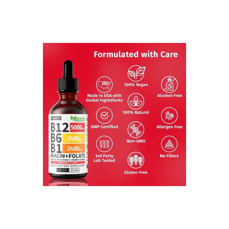 Complejo De Vitamina B Sublingual Vegano 60 Ml Hecho En