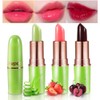 evpct 3Pcs Aloe Vera Strawberry Black Red Cherry Lip Balm