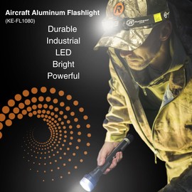 Railhead Gear Heavy-Duty Aircraft Grade Aluminum 1000 Lumens Flashlight with Smart Switch, Keylock, Light Memory, and Battery Indicator, for Camping Biking Hiking Outdoor Home Emergency KE-FL1080