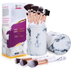 DUAIU Makeup Brushes Set Make Up Brushes Professional 15Pcs Marble Makeup Brush Set for Foundation Powder Concealers and Eyeshadow with Exquisite Marble bucket Gift Box