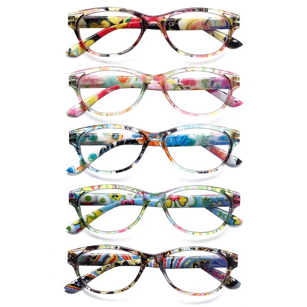 SIGVAN Ladies Cat Eye Reading Glasses 5 Pairs Blue Light