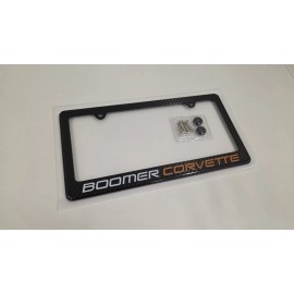z06 license plate frame Boomer Corvette Carbon Fiber License Plate Frame White / Orange