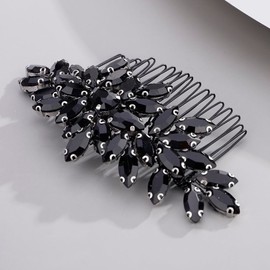 Missgrace Bridal Gold Silver Pink Rhinestones Hair Comb Sparkling Dainty Black Rhinestones Headpiece for Women Elegant Hair Comb Hair Accessoires for Bride Women (Black)