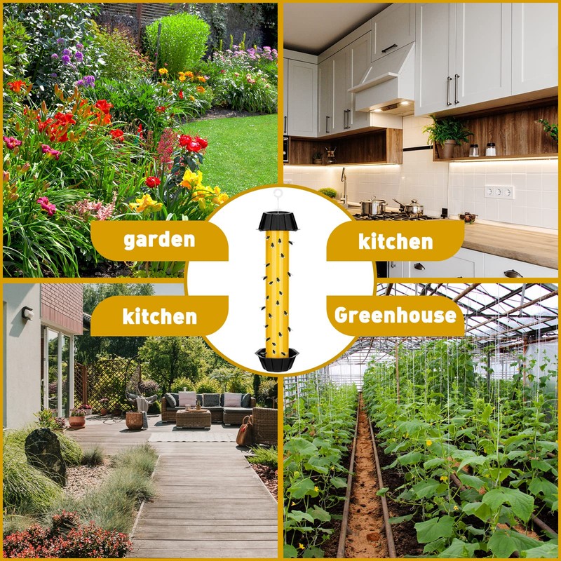 Qualirey Fly Traps for Indoor Outdoor Hanging Fruit Fly Stick