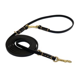 Multi Function 8ft Leather Dog Leash, Genuine Leather Leash Hands Free Leash Dog Training Leash for Puppy Small and Medium Dogs (8 Foot*3/8 inch, Black)