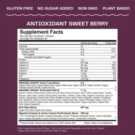 Amazing Grass Greens Blend Antioxidant: Super Greens Powder Smoothie Mix with Organic Spirulina, Beet Root Powder, Elderberry & Probiotics, Sweet Berry, 15 Servings (Packaging May Vary)