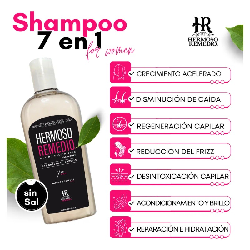 2 Shampoo Anticaida Crecimiento Acelerado Hidratante 7 En 1