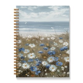 BAYOGITA Wild Flower Notebook - Blue and White Floral Journal, Daisy Decor Spiral Notebooks, Floral School Supplies Notebooks, Daisy Floral Gifts, Daisy Gifts for Women, Coworker Gifts, 5.5x8.3 Inches