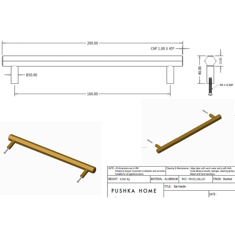 Modern Contemperary Hexagon Antique Gold Cabinet Pull Handles for Door,