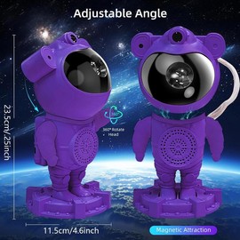 Astronaut Design Star Projector Lights, Galaxy-Projector Light with BT Speaker, 360° Adjustable Star Galaxy-Projector Light, Gift Choice - Specification: 1count, Color: Black