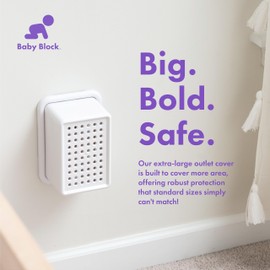 Baby Block Oversized Outlet Cover Box | Made for Sideways Plugs, Wide Adapters, Deep Switches, Doorbell Transformers & Big Chargers | Extra Large Outlet Covers | Electrical Plug Covers Baby Proofing