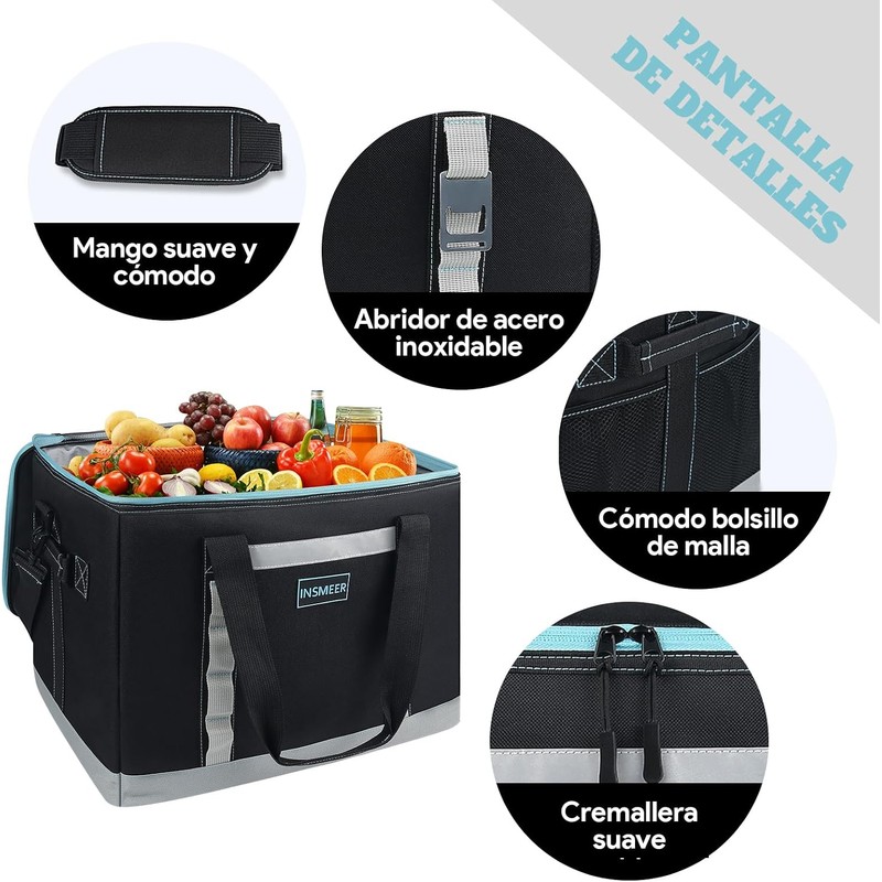 INSMEER Hielera Térmica Plegable para 65 latas Gran Capacidad Bolsa
