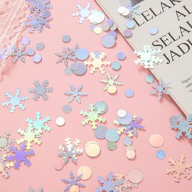 Mainiusi Confetti Christmas Decoration 800 Pieces, Silver Snowflakes Glitter Confetti, Scatter Decoration Christmas Decoration, Snowflakes Table Decoration Confetti Birthday Decoration, Confetti for