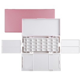 LANTIFY Watercolor Palette Airtight for Travel Painting - 28 Wells Empty Water Color Pallet with Lid and 4 Mixing Trays - Water Based Paints Organizer for Plein Air