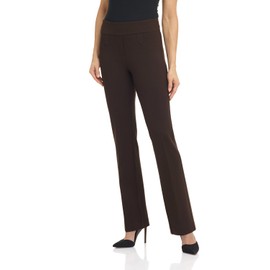Rekucci Women's Secret Figure Pull-On Knit Bootcut Pant w/Tummy Control (14 Short, Brown)