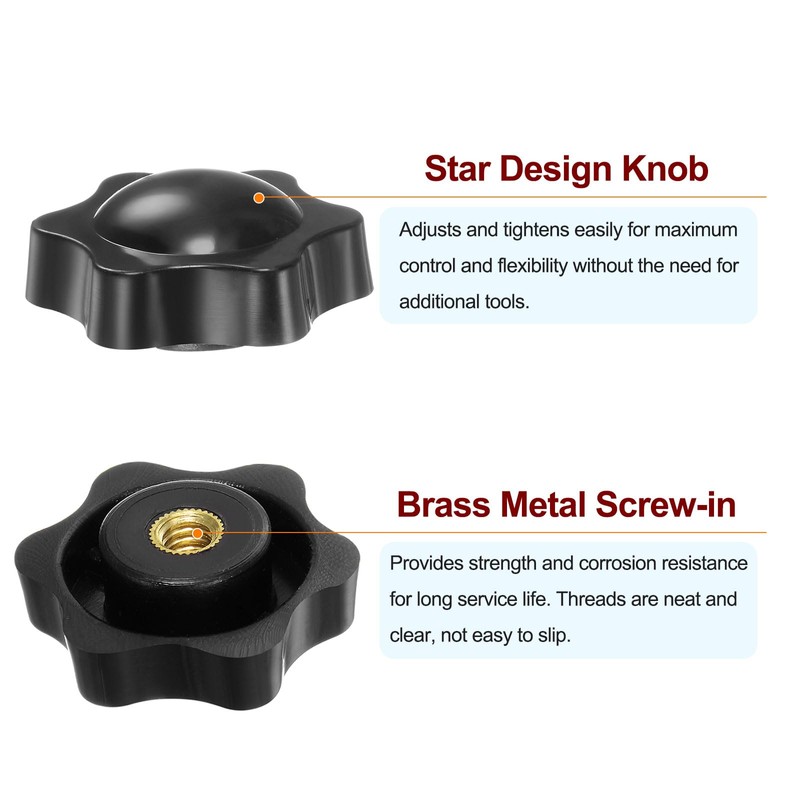 QUARKZMAN Star Knobs 1/4-20 Thread Female 38 mm Head Plastic