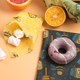 Beeswax Wraps | Reusable Sandwich Wraps | 5 Sheets (30cm/25cm/18cm)| Eco-Friendly Food Bowl Covers for Bread, Cheese | Plastic-Free Washable Cotton Cloth for Lunches & Food Storage