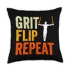 Grit Flip Repeat Artistic Gymnastic Rings Passion Throw Pillow