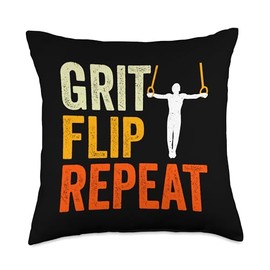 Grit Flip Repeat Artistic Gymnastic Rings Passion Throw Pillow