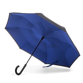 Totes InBrella - Reverse Close Umbrella with Invisible Water Repellent Coating - Auto Close, Inverted, Dripless, and Stormproof for Rainy Weather