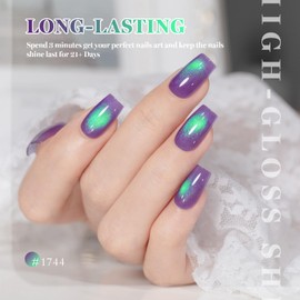 Deep Violet Green Glitter Cat Eye Gel Nail Polish with Magnet Stick