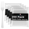 Disposable White Plastic Forks 200 Pcs - Heavy Duty White