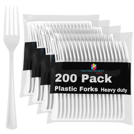 Disposable White Plastic Forks 200 Pcs - Heavy Duty White Plastic Disposable Cutlery - White Disposable Flatware, White Plastic Silverware, Plastic Forks White Exquisite
