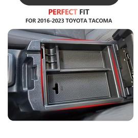 AZGaea Center Console Organizer for Toyota Tacoma Accessories 2016-2022 2023, Armrest Storage Container Compatible with Tacoma Interior Accessory, ABS Material Insert Tray, Anti-slip Black Mat
