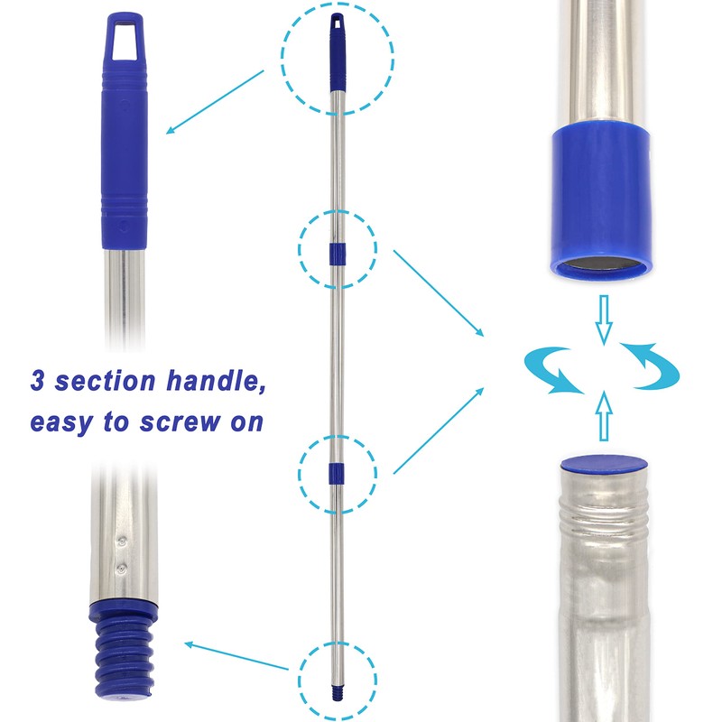 One Mop Handle With Two Microfiber Heads (1 Handle &