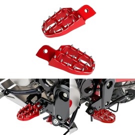 3D Spiked Front Footrest Off-Road Foot Pegs Compatible with Grom MSX 125 2014-2025 /Monkey 125 2018-2025 Motorcycle CNC Footrests Foot Rests Pegs Pedals (2)(Red)