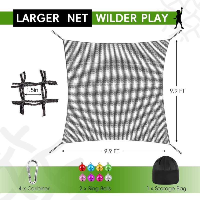 TOPNEW Double Layers Climbing Cargo Net - 9.9FT x 9.9FT