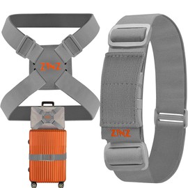 ZINZ Pack of 2 Elastic Luggage Straps and Suitcase Bungee, Adjustable Bag Belt, Travel Accessories, Grey/Orange, grey / orange
