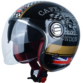 Open Face Motorcycle Helmet for Adults, DOT Approved,Moped 3/4 Half Vespa Vintage Helmet with Dual Visors for Men and Women