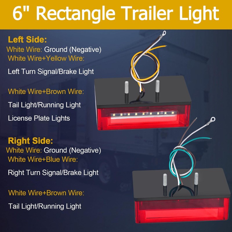 EXERAUO 6inch Boat Trailer Lights LED Kit, Submersible Trailer Light