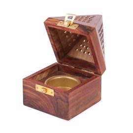 PAM HERBALS Dhoopbati Loban Dan Holder Handmade Wooden Pyramid Incense Box Fragrance Stand Holder