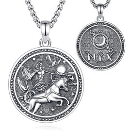 AEONSLOVE Nyx Goddess Necklace 925 Sterling Silver Greek Mythology Jewelry Moon Goddess Pendant Vintage Greek Jewelry Gifts for Women