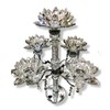 Crushed Diamond CandleHolder Silver Crystals Filled 5 Flower Tier Romany