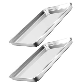 2PCS Stainless Steel Baking Tray for Oven, Non-Stick, Freezer Safe, Ideal for Cakes, Pastry, Roasting, 26.5x15.2x1.2cm, Dishwasher Safe