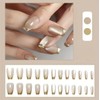 24pcs Glossy Press On Nails – Golden Stripe & Glitter