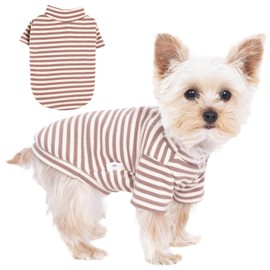 PupCorner Stripe Shirt for Small Dogs, Soft Stretchy Two-Legged Shirt for Puppy Kitty Cats, Shirt Teacup Chihuahua Yorkie Toy Poodle (Small)