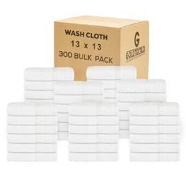 GOLD TEXTILES Premium White Washcloths Set - 300 Pack | 13x13 inches - Ultra Soft, Highly Absorbent - Cotton Wash Cloths for Your Body - Machine Washable & Fingertips Towels (13 x 13, White - 300 Pcs)