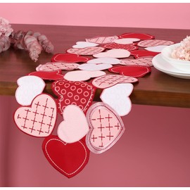 GRANDDECO Valentines Day Table Runner Love Sweet Red Heart Table Line for Sweetest Day Wedding Valentines Table Decor (style1, Runner 13X36)